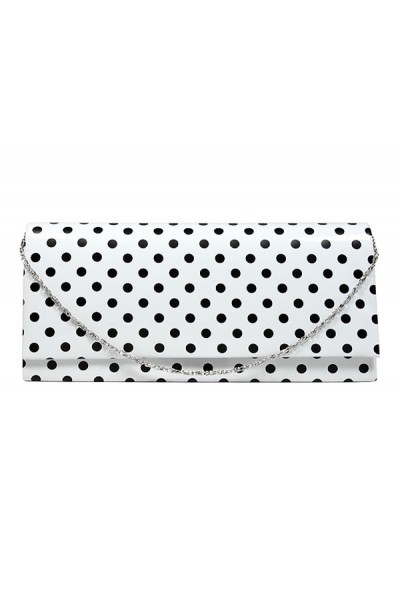 Evening Bag - Glossy Polka Dots - White -BG-92120W